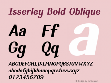 Isserley Bold Oblique Version 2.0 Font Sample