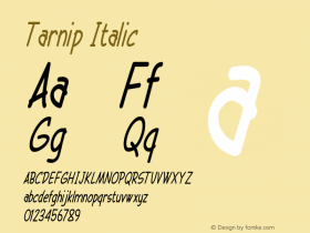 Tarnip Italic Version 1.000 Font Sample