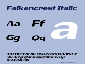 Falkencrest Italic Version 1.000 Font Sample