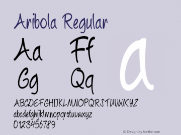 Aribola Regular Version 1.000 Font Sample