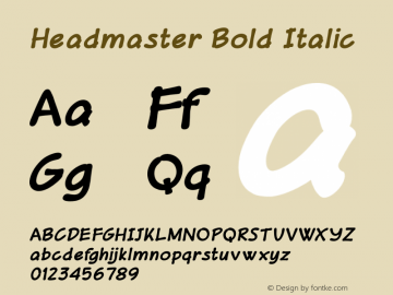 Headmaster Bold Italic Version 1.000 Font Sample