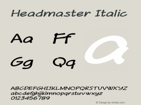 Headmaster Italic Version 1.000 Font Sample