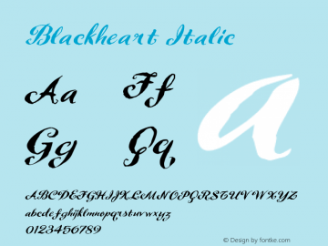 Blackheart Italic Version 1.000 Font Sample