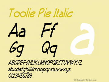 Toolie Pie Italic Version 1.000图片样张