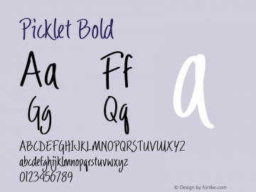 Picklet Bold Version 1.000 Font Sample