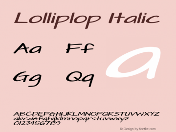 Lolliplop Italic Version 1.000 Font Sample