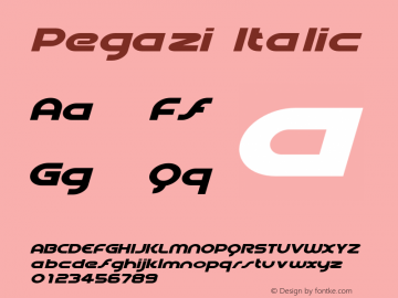 Pegazi Italic Version 1.000 Font Sample