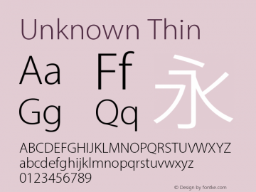 Unknown Thin Version 1.0 Font Sample