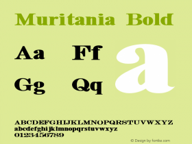 Muritania Bold Version 1.000 Font Sample