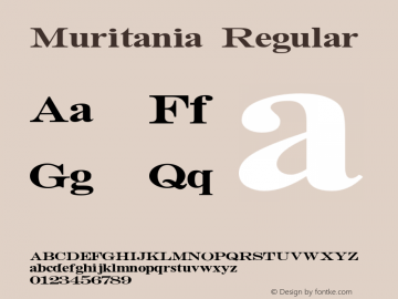 Muritania Regular Version 1.000 Font Sample
