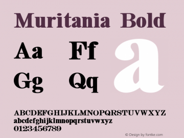 Muritania Bold Version 1.000 Font Sample