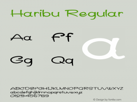 Haribu Regular Version 1.000 Font Sample