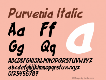 Purvenia Italic Version 1.000 Font Sample