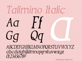 Talimino Italic Version 1.000 Font Sample