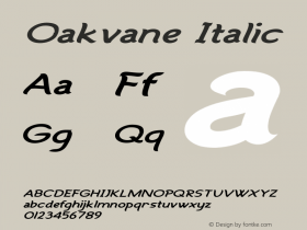 Oakvane Italic Version 1.000 Font Sample