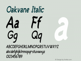 Oakvane Italic Version 1.000 Font Sample