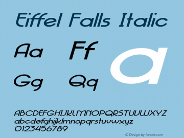 Eiffel Falls Italic Version 1.000 Font Sample
