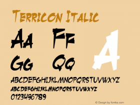 Terricon Italic Version 1.000 Font Sample