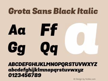 Grota Sans Black Italic Version 1.0; webfont-rip-adam 1.0;图片样张