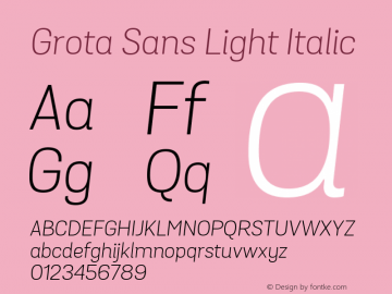 Grota Sans Light Italic Version 1.0; webfont-rip-adam 1.0;图片样张