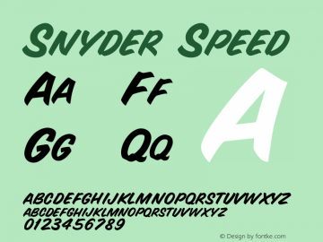 Snyder Speed Version 001.000 Font Sample