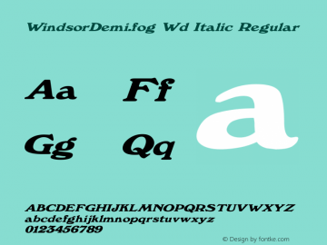 WindsorDemi.fog Wd Italic Regular Unknown Font Sample