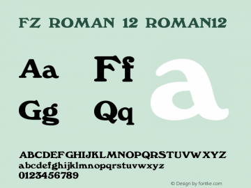FZ ROMAN 12 ROMAN12 Version 1.000 Font Sample