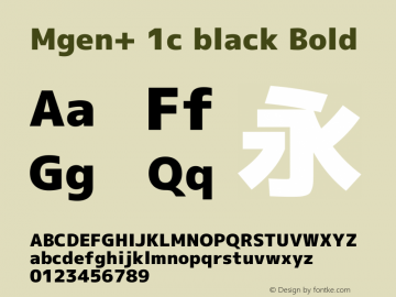 Mgen+ 1c black Bold Version 1.058.20140803图片样张