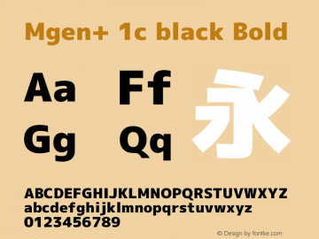 Mgen+ 1c black Bold Version 1.058.20140808图片样张