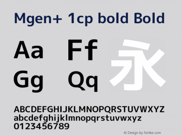 Mgen+ 1cp bold Bold Version 1.058.20140828 Font Sample