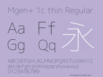 Mgen+ 1c thin Regular Version 1.059.20150116 Font Sample