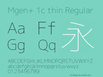 Mgen+ 1c thin Regular Version 1.059.20150602 Font Sample