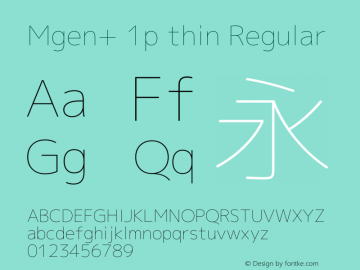 Mgen+ 1p thin Regular Version 1.058.20140808 Font Sample