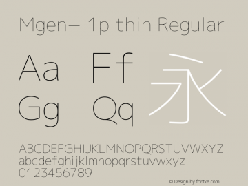 Mgen+ 1p thin Regular Version 1.058.20140828 Font Sample