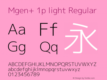 Mgen+ 1p light Regular Version 1.058.20140808 Font Sample