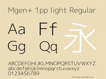 Mgen+ 1pp light Regular Version 1.058.20140808 Font Sample