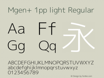 Mgen+ 1pp light Regular Version 1.059.20150116 Font Sample