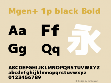 Mgen+ 1p black Bold Version 1.058.20140828 Font Sample