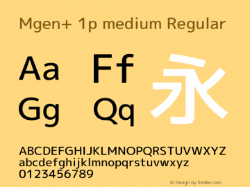 Mgen+ 1p medium Regular Version 1.058.20140808 Font Sample