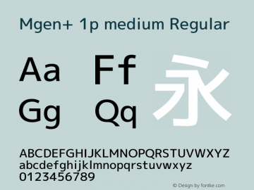 Mgen+ 1p medium Regular Version 1.058.20140828 Font Sample