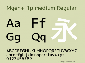 Mgen+ 1p medium Regular Version 1.059.20150116 Font Sample