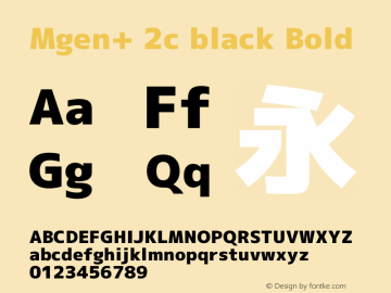 Mgen+ 2c black Bold Version 1.059.20150602 Font Sample