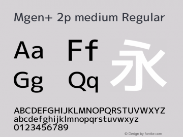Mgen+ 2p medium Regular Version 1.058.20140808 Font Sample