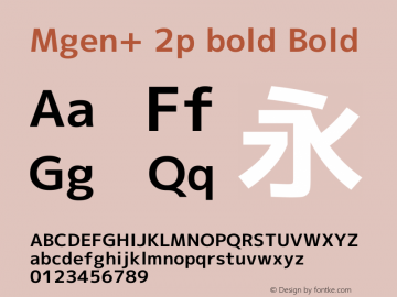 Mgen+ 2p bold Bold Version 1.058.20140828 Font Sample