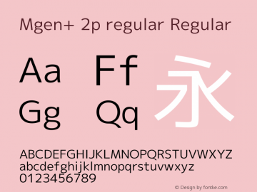 Mgen+ 2p regular Regular Version 1.058.20140822 Font Sample