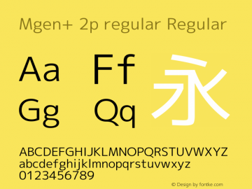 Mgen+ 2p regular Regular Version 1.059.20150602 Font Sample