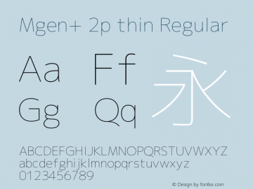 Mgen+ 2p thin Regular Version 1.058.20140828 Font Sample