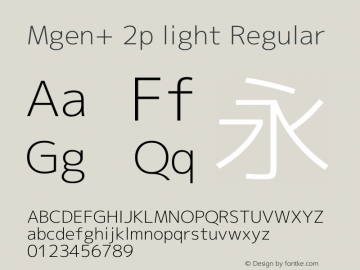 Mgen+ 2p light Regular Version 1.059.20150602 Font Sample