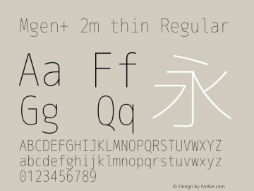 Mgen+ 2m thin Regular Version 1.058.20140808 Font Sample