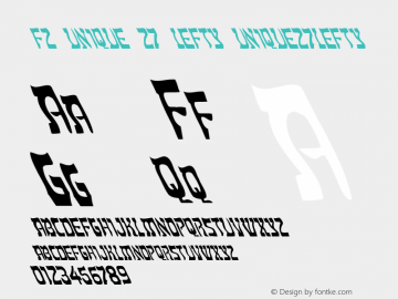 FZ UNIQUE 27 LEFTY UNIQUE27LEFTY Version 1.000 Font Sample